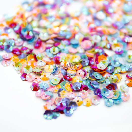 Lentejuela Flor Relieve Multicolor