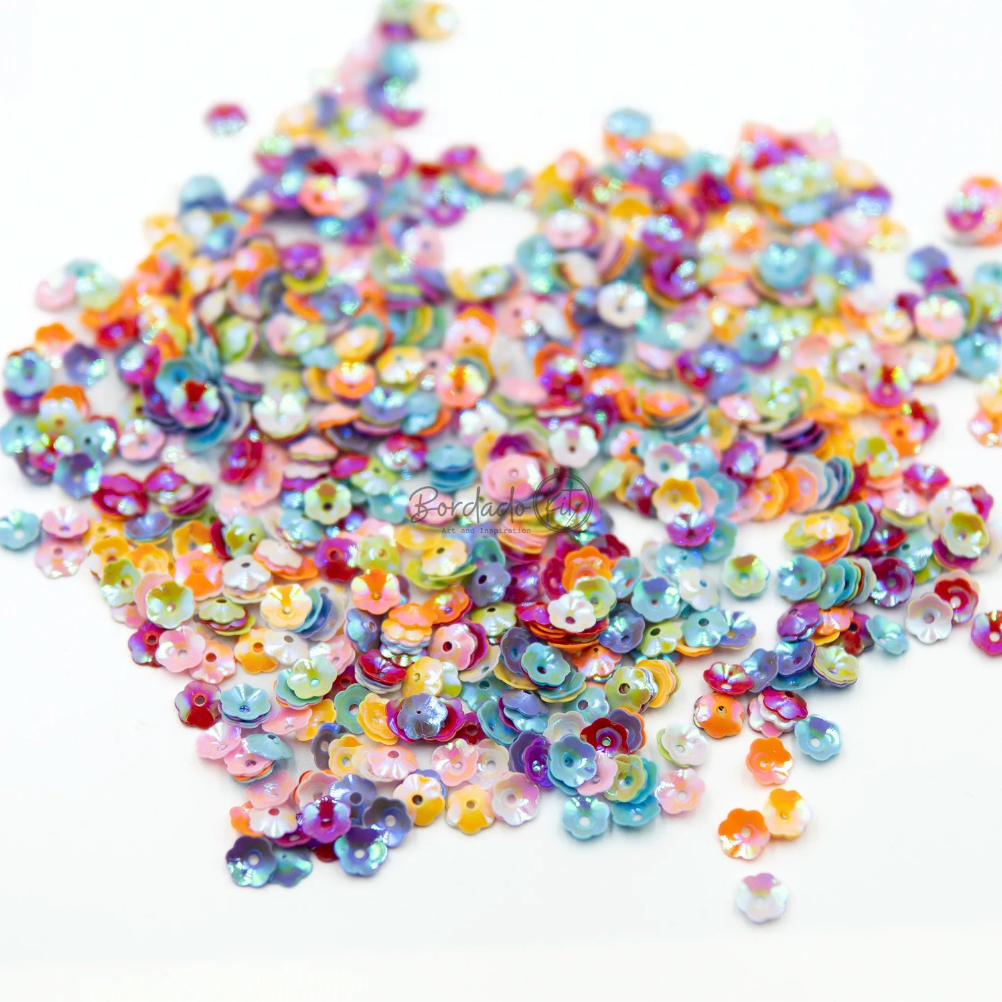 Lentejuela Flor Relieve Multicolor