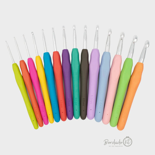 Set Crochet Mango Silicona 14 piezas